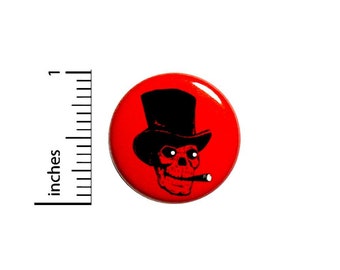 Punk Rock Hardcore Skull Top Hat Cigar Band Jacket Backpack Pin Cool 1 Inch #37-16