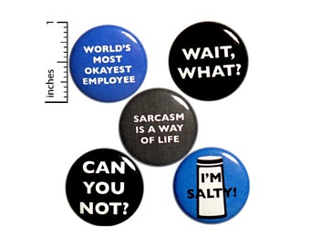 Funny Sarcastic Work Pin for Backpack Buttons or Fridge Magnets Jacket Pins I'm Salty Pin Lapel Pins Badges Sarcasm Gift Set 1" P26-1