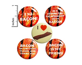 Bacon Pin for Backpack, Bacon Lover Gift Buttons Pins for Jackets, Lapel Pins, I Love Bacon Pin, 5 Pack Bacon Pin Button Gift Set 1" P46-5