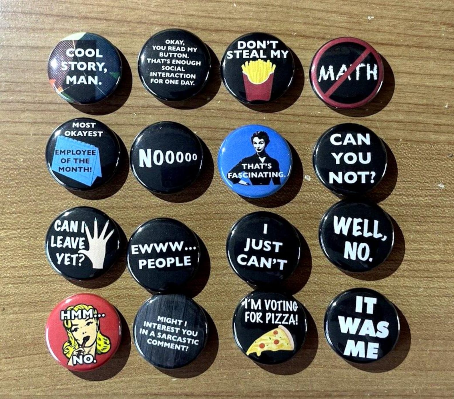 Rare Buttons Pin 16 Sarcastic Buttons Pins, Lot of 80's 90's Vintage Style Buttons ...