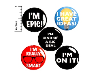 Positive Buttons or Fridge Magnets // Encouraging Pinbacks // Employee Appreciation Gifts // Lapel Pins // 5 Pack // Gift Set 1 Inch P41-4