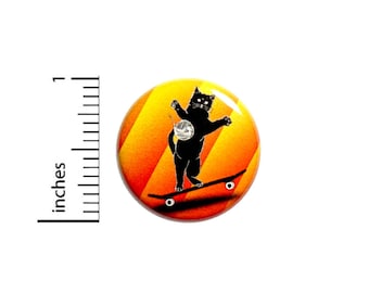 Funny Cat Button Skateboarding Random Humor Backpack Pinback 1 Inch Gift #41-16