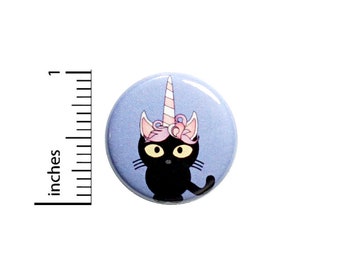 Unicorn Kitty Button Pin or Fridge Magnet, Unicorn Kitty Gift, Birthday Gift, Cute, Unicorns, Gift, Cute Pin, Button or Magnet, 1" 86-7