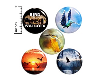 Bird Watching Buttons Pins for Backpacks or Jackets Lapel Pins Badges Bird Watcher 5 Pack Gift Set 1" P38-2