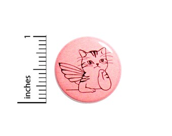 Fairy Wings Cat Kitty Cute Pink Button Pin Jacket Pinback 1 Inch Fun Gift #41-18