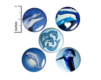 Dolphin Buttons 5 Pack of Backpack Pins Ocean Beach Coastal Lapel Pins Cool Badges Cute Summer Pinbacks Dolphin Gift Set 1" E3-3