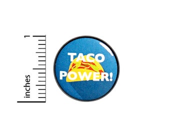 Funny Taco Power Button Random Humor Pin Pinback I Love Tacos I Run On Tacos 1 Inch #26-24