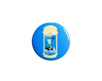 Hourglass Sun Moon and Stars Fridge Magnet or Pin-Back Button New Age Backpack Jacket Pin or Refrigerator Magnet Hippie Party Favor 1 Inch