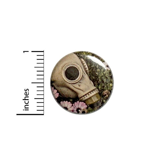 Gas Mask Button Steampunk Pin 1 Inch Pinback Geekery Nerdy Geeky Flowers #3-8