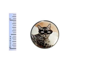 Superhero Cat In Mask Button Random Humor Comic Book Fan Backpack Pin 1 Inch #35-4