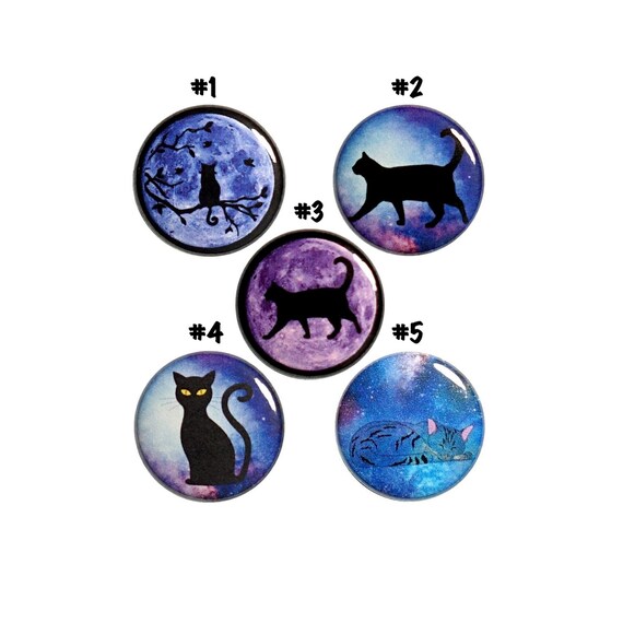 Cats In Outer Space Pins Buttons or Fridge Magnets, Backpack Pins, Space Walking, Exploration, 5 Pack, Pins or Magnets, Gift Set 1" #P66-1