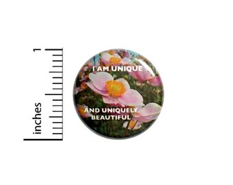 Positive Button // I Am Unique And Uniquely Beautiful Backpack or Book Bag Pinback // Daughter Gift Autism Pin // 1 Inch 10-18