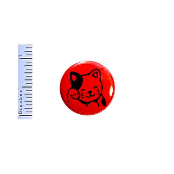 Lucky Cat Button Cute Cartoon Anime Cat Kitten Red Gift Backpack Pin Pinback 1 Inch #24-6