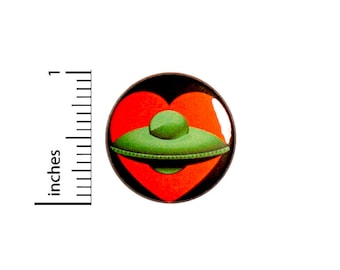 UFO Button // Love UFOs // I Love Aliens // Geeky Pin for Backpacks // Space Badge // Jacket Pinback 1 Inch 94-31