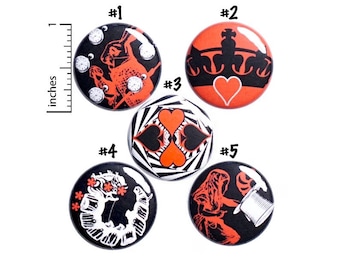 Alice In Wonderland // Pin Buttons // 5 Pack // Backpack Pins // Brooches // Lapel Pins // Absolem // Cool Jacket Pins // Gift Set 1" SP2-3
