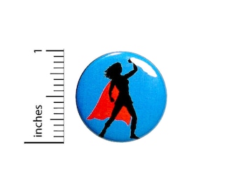 Superhero Super Chick Woman Girl In Cape Girl Power! Awesome Fun Gift 1 Inch #35-22