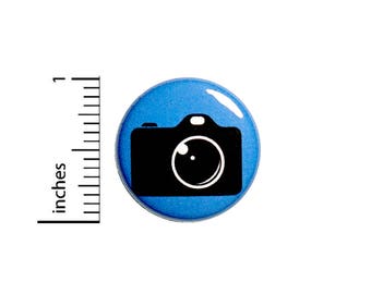 Cool Black Blue Camera Button Badge Photographer Gift Bag Backpack Pin 1 Inch #50-9