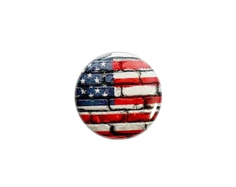 American Flag Pin Button or Fridge Magnet 4th of July Memorial Day Veterans Day Pin-Back Button or Refrigerator Magnet 1" #35-10