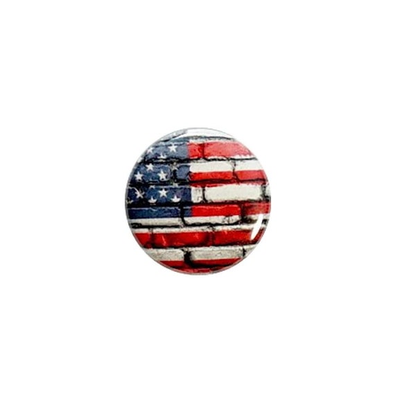 American Flag Pin Button or Fridge Magnet 4th of July Memorial Day Veterans Day Pin-Back Button or Refrigerator Magnet 1" #35-10