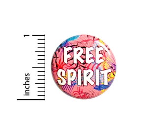 Free Spirit Button Backpack Pin Hippie Flower Child INFP Tropical Pink Hawaiian Vacation Funky Artist Rad Traveler Pretty 1 Inch #64-17