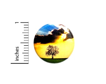Tree Field Sunset Button 1 Inch Beautiful Nature Lover Gift Backpack Pin #37-21