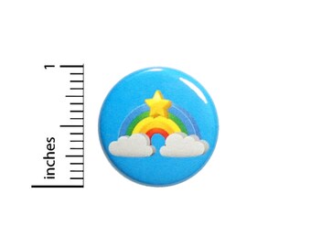 Cute Blue Rainbow Star Button Backpack Jacket Pin Cartoon Fun Gift 1 Inch #38-3