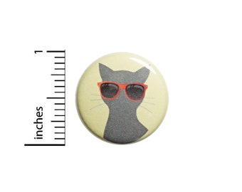 Funny Cat Wearing Sunglasses Button Pin or Fridge Magnet, Cat in Sunglasses Pin, Cool Cat Pin, Cool Cat Button Pin or Magnet, 1" #83-10