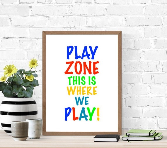 Play Zone Sign, Printable Poster, Cute Play Room Sign, Digital Wall Sign, Primary Colors, Kid's Room Sign, Nursery Poster, Fun Playful Sign