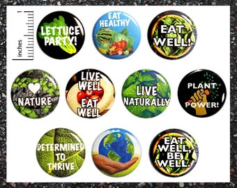 Healthy Eater Health Buttons Lapel Backpack Jacket Pins Badges Eat Well Be Well Earth Friendly Smart Eating Choices 10 Pack 1 Inch 10P10-2