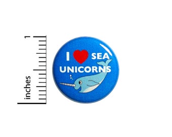 Narwhal Funny Button Pin Funny I Love Sea Unicorns Jacket Backpack Pin Cute Pinback Badge Lapel Pin Brooch 1 Inch 56-7