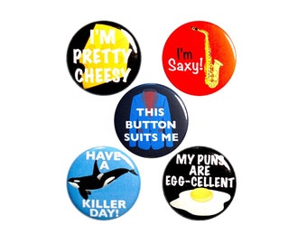 Funny Pun 5 Pack of Backpack Pins Buttons or Fridge Magnets Gift Set Lapel Pins Cool Badges Profanity Puns Pins Soy Epic Fork Off 1" P19-5
