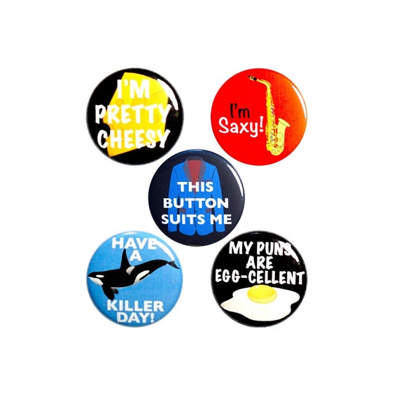 Funny Pun 5 Pack of Backpack Pins Buttons or Fridge Magnets Gift Set Lapel Pins Cool Badges Profanity Puns Pins Soy Epic Fork Off 1" P19-5