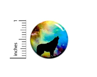 Funny Button Wolf In Outer Space Fantasy Cool Rad Backpack Pin Pinback 1 Inch #39-17