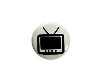 Cute Vintage TV Button Pin or Fridge Magnet Button Backpack Lapel Pin or TV Refrigerator Magnet 50s 60s Fun Funny Funky 1" #30-13