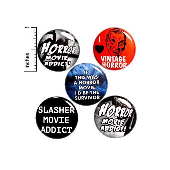 Horror Movie Buttons or Fridge Magnets // Backpack Pins // 60's Sci Fi // Vintage Horror Movies // Magnets // 5 Pack // Gift Set 1" #P11-5