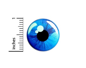 Eyeball Button Pin Weird Odd Blue Eye Badge for Backpacks or Jackets Bizarre Wacky Strange Cool Pinback Lapel Pin 1 Inch 88-24