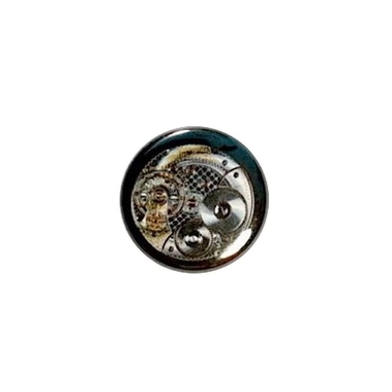 Steampunk Skeleton Watch Parts Button Pin or Fridge Magnet Cute Steampunk Button or Refrigerator Magnet for Cosplay or Crafts 1" #14-12