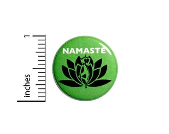 Yoga Button Pin Namaste Wellness Fun Green Cute Backpack Jacket Pinback 1 Inch #55-8
