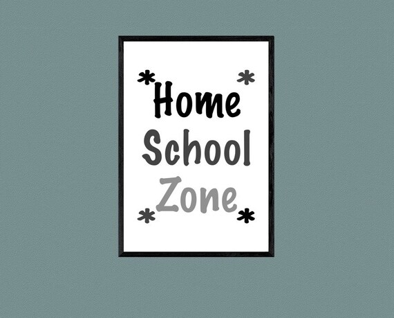 Homeschool Sign, Home School Zone, Printable Sign, Organization, At Home, Desk, Distance Learning Sign, Neutral Colors, Digital Wall Sign