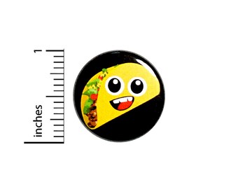 Funny Taco Button Pin Cartoon Smiling Happy Taco Face Jacket Pinback 1 Inch #74-17