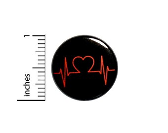 Heartbeat Button Pin or Fridge Magnet, Heart Health Pin, ECG Pin, Heart Health, Heartbeat Pin, Cool Button Pin or Magnet, 1 Inch #83-12