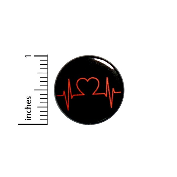 Heartbeat Button Pin or Fridge Magnet, Heart Health Pin, ECG Pin, Heart Health, Heartbeat Pin, Cool Button Pin or Magnet, 1 Inch #83-12