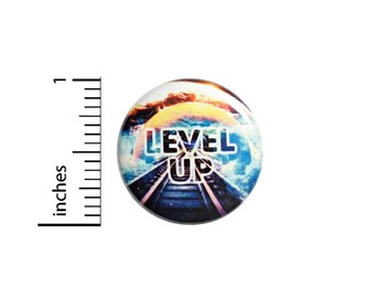 Level Up Button Pin Gamer VR Style Awesome Video Game Backpack Pinback 1 Inch #60-18