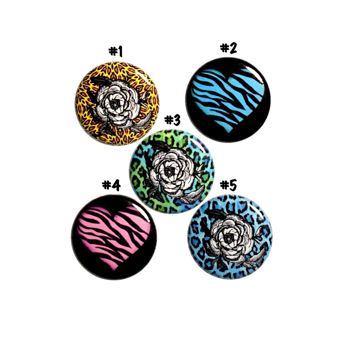 Vintage 80s 90s Style Punk Rock Rocker Pins, Leopard and Zebra Print ...