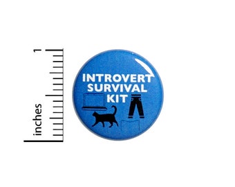 Funny Introvert Button Backpack Pin Introverts Survival Kit Cute Random Humor Cats Books Laptop Comfy Clothes Pinback 1 Inch 1 Inch #59-4