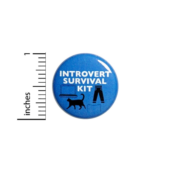 Funny Introvert Button Backpack Pin Introverts Survival Kit Cute Random Humor Cats Books Laptop Comfy Clothes Pinback 1 Inch 1 Inch #59-4