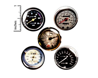 Vintage Style Speedometer Pin for Backpack Buttons or Fridge Magnets, Dieselpunk Gifts, Steampunk, Backpack Pins, Gauges, Gift Set 1" E1-2