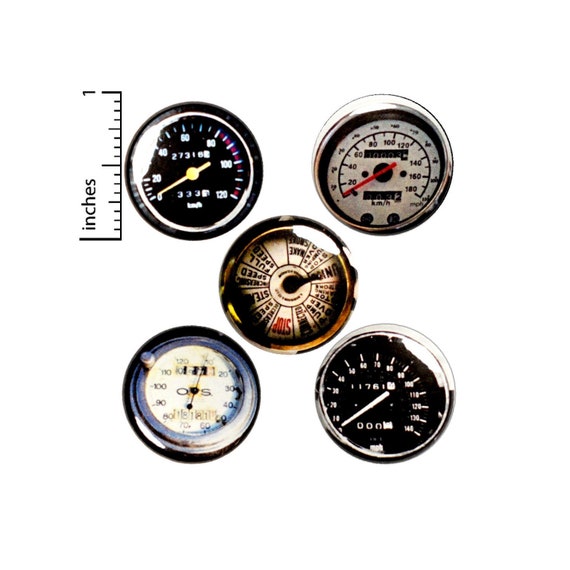 Vintage Style Speedometer Pin for Backpack Buttons or Fridge Magnets, Dieselpunk Gifts, Steampunk, Backpack Pins, Gauges, Gift Set 1" E1-2