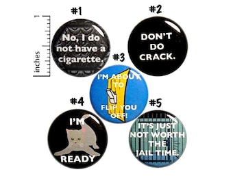 Sarcastic Buttons, Funny Buttons Pins for Jackets, Lapel Pins, Badges, Snarky, Silly, Edgy, Profanity, Weird Pins, 5 Pack Gift Set 1" P45-1
