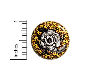 Rose Leopard Button Pin Pretty Cool Rad Animal Print Backpack Pinback 1 Inch #56-31